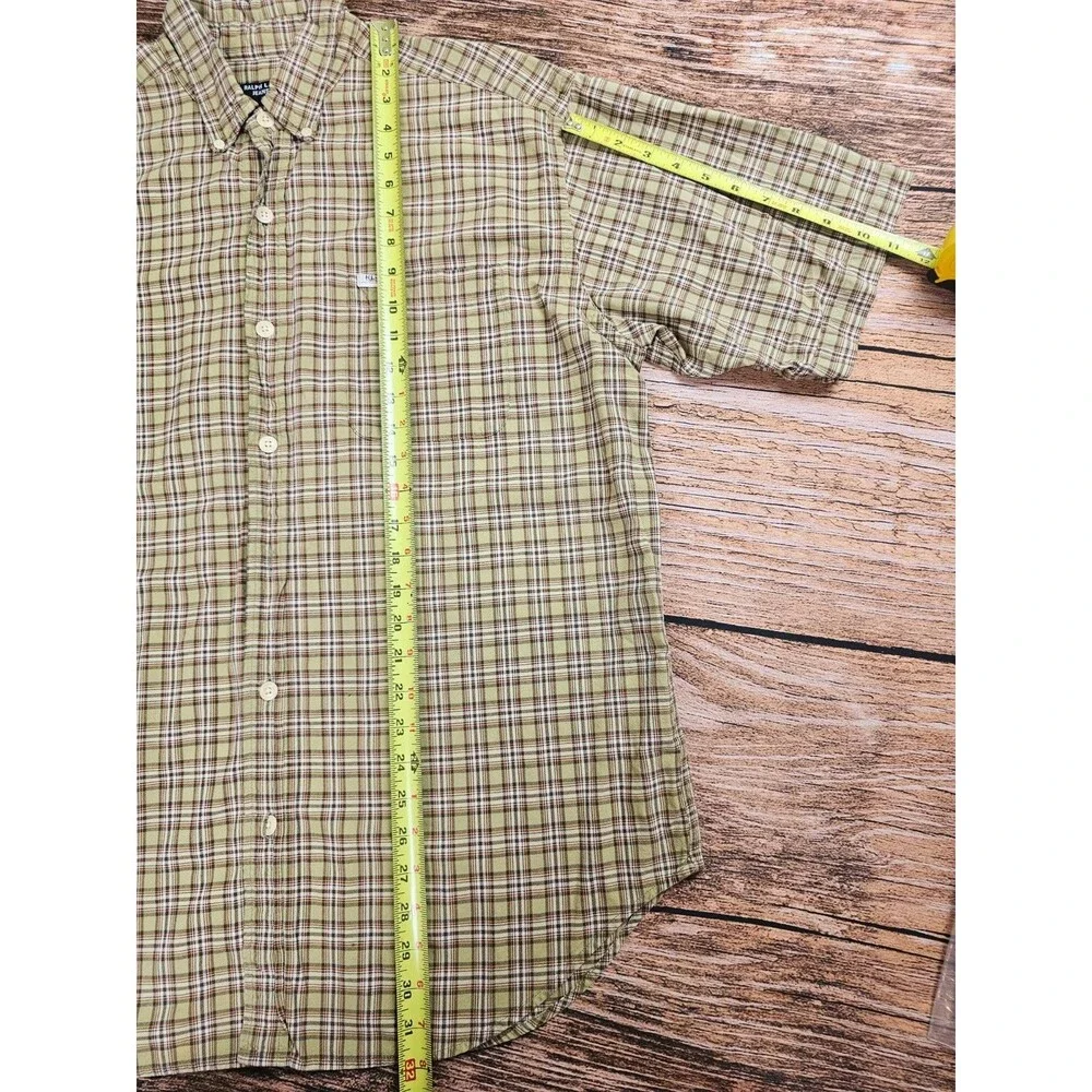 VTG Ralph Lauren Jeans Co Short Sleeve Button Up Shirt Cotton Plaid Men L